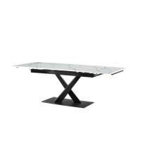  Юпитер  стол интерьерный раздвижной обеденный из керамики, цвет белый глянцевый