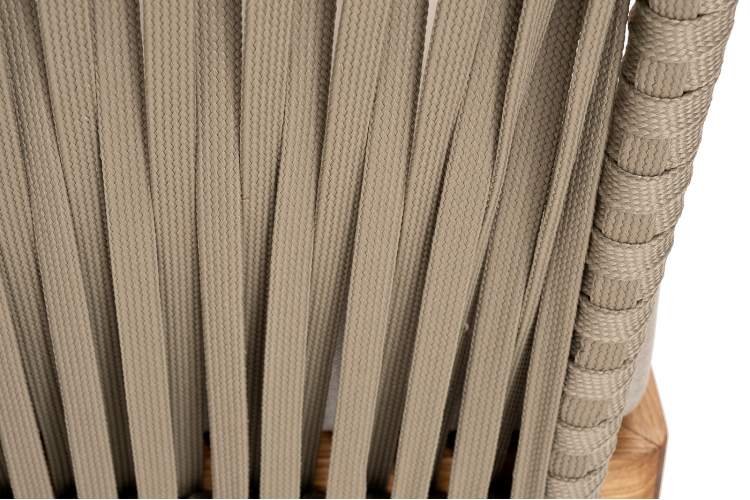 "Мальорка" диван 3-местный плетеный из роупа, основание дуб, роуп серо-коричневый 23мм, ткань бежевая 15052-8