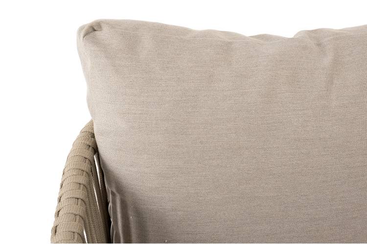 "Мальорка" диван 3-местный плетеный из роупа, основание дуб, роуп серо-коричневый 23мм, ткань бежевая 15052-9