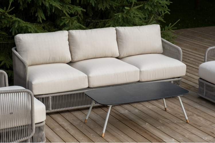 "Альбано" лаунж-зона 5-местная плетеная из роупа (веревки), каркас алюминиевый светло-серый, роуп серый меланж-7