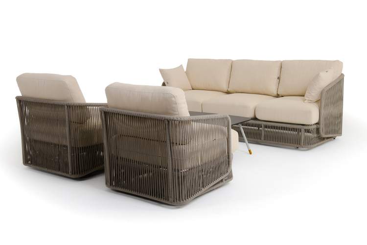 "Альбано" лаунж-зона 5-местная плетеная из роупа (веревки), каркас алюминиевый светло-серый, роуп серый меланж-18