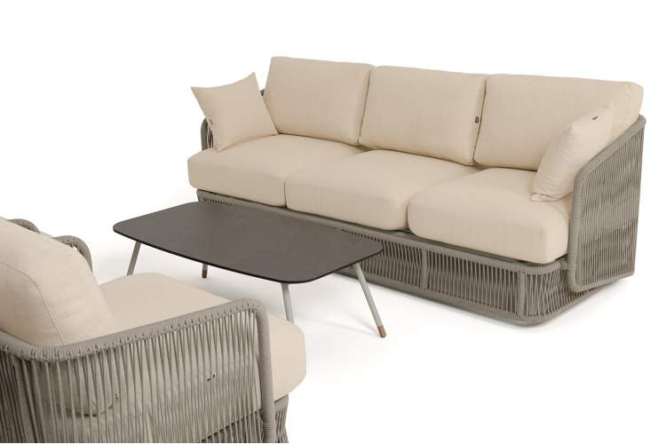 "Альбано" лаунж-зона 5-местная плетеная из роупа (веревки), каркас алюминиевый светло-серый, роуп серый меланж-20