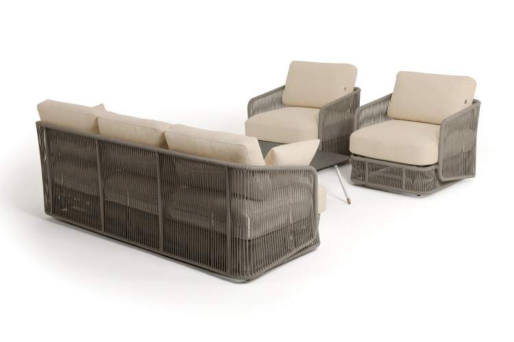 "Альбано" лаунж-зона 5-местная плетеная из роупа (веревки), каркас алюминиевый светло-серый, роуп серый меланж-21