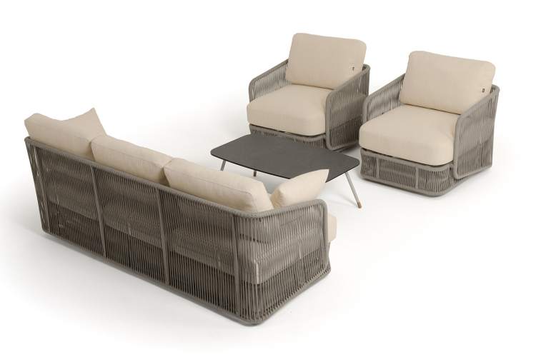 "Альбано" лаунж-зона 5-местная плетеная из роупа (веревки), каркас алюминиевый светло-серый, роуп серый меланж-22