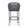 "Бордо" стул барный плетеный из роупа, каркас алюминий серый (RAL7022), роуп серый 15мм, ткань серая