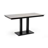 "Каффе" обеденный стол из HPL 140х70см, цвет "серый гранит", подстолье двойное черное чугун