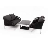  Канны  лаунж-зона 4-местная плетеная из роупа (веревки), цвет темно-серый