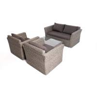 "Капучино Сингл" лаунж-зона из искусственного ротанга (гиацинт), цвет серый