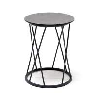 "Колумбия" журнальный стол из HPL круглый Ø40 H55, каркас из алюминия темно-серый (RAL 7024), цвет столешницы "серый гранит"