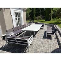 "Рио" стол из HPL 300х120см, цвет столешницы "черный мрамор", угол R3мм