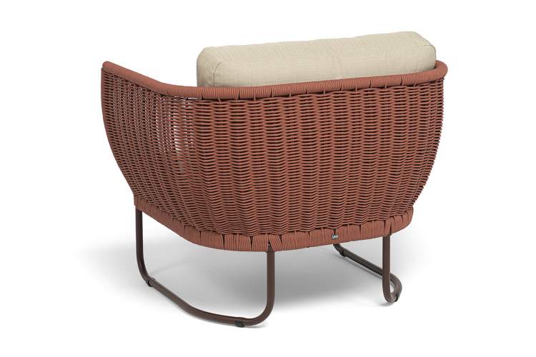 "Фиджи" кресло плетеное из роупа, каркас алюминий коричневый (RAL8016) муар, роуп красный (8372) круглый tex, ткань Mossle бежевая-4