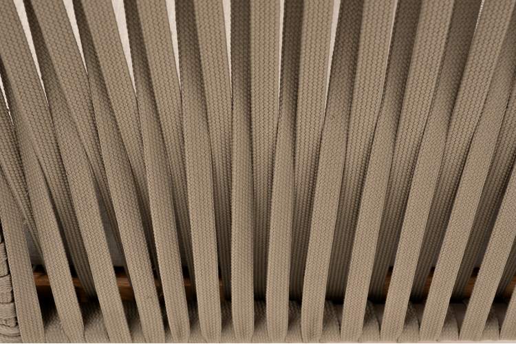 "Мальорка" кресло плетеное из роупа, основание дуб, роуп серо-коричневый 23мм, ткань бежевая 15052-5