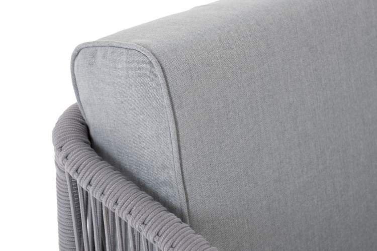 "Канны" диван модульный плетеный из роупа, каркас алюминий белый, роуп светло-серый круглый, ткань светло-серая-3