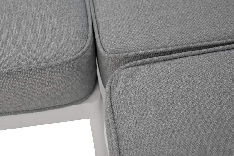 "Канны" диван модульный плетеный из роупа, каркас алюминий белый, роуп светло-серый круглый, ткань светло-серая-4