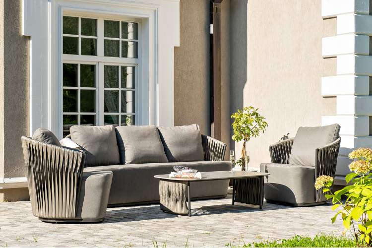 "Флоренция" лаунж-зона из искусственного ротанга, цвет графит-1