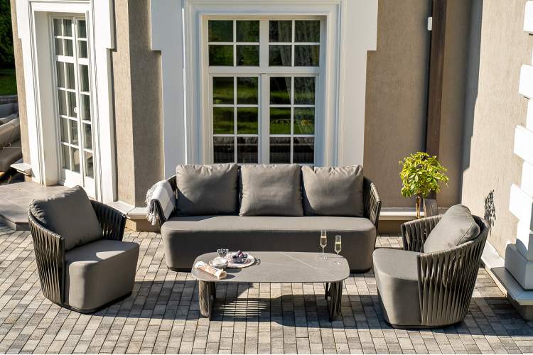 "Флоренция" лаунж-зона из искусственного ротанга, цвет графит-2