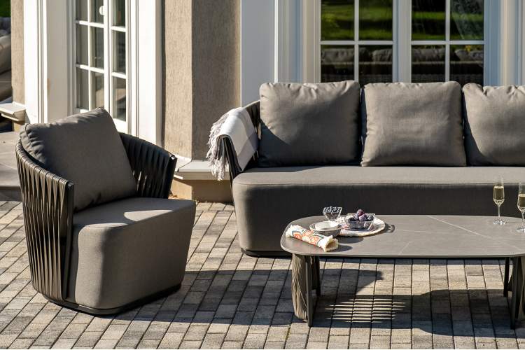 "Флоренция" лаунж-зона из искусственного ротанга, цвет графит-8