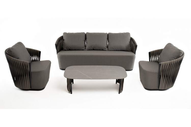 "Флоренция" лаунж-зона из искусственного ротанга, цвет графит-22