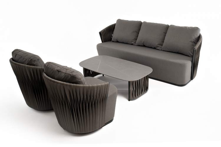 "Флоренция" лаунж-зона из искусственного ротанга, цвет графит-24