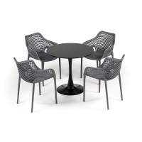 "Беллини" обеденная группа на 4 персоны, цвет темно-серый для веранды ресторана 