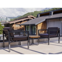 "Эстелья" кресло, каркас алюминий темно-серый (RAL7024) муар, ткань темно-серая 027