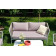 "Касабланка" диван 2-местный плетеный из роупа, каркас алюминий светло-серый (RAL7035) шагрень, роуп серо-коричневый 23мм, ткань бежевая интерьерная