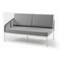 "Канны" правый модуль плетеный из роупа, каркас алюминий светло-серый (RAL7035) шагрень, роуп серый круглый, ткань серая 017