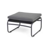 "Ането" пуф плетеный из роупа, каркас алюминий темно-серый (RAL7024) муар, роуп темно-серый круглый