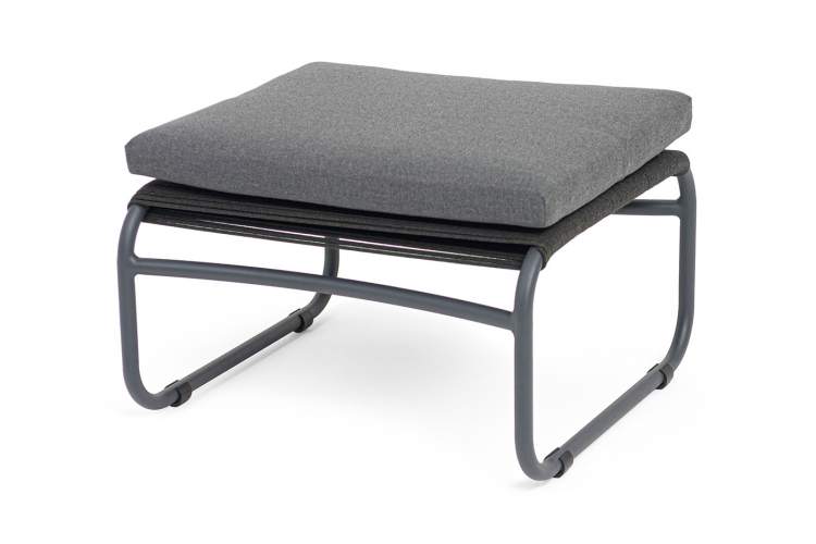 "Ането" пуф плетеный из роупа, каркас алюминий темно-серый (RAL7024) муар, роуп темно-серый круглый