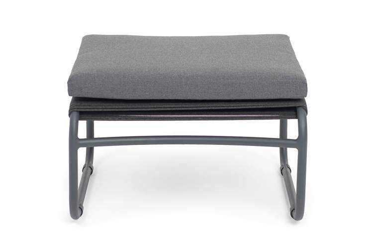 "Ането" пуф плетеный из роупа, каркас алюминий темно-серый (RAL7024) муар, роуп темно-серый круглый-1