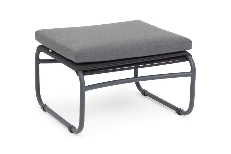 "Ането" пуф плетеный из роупа, каркас алюминий темно-серый (RAL7024) муар, роуп темно-серый круглый-2