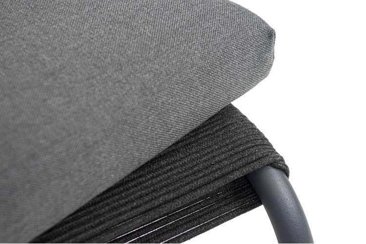 "Ането" пуф плетеный из роупа, каркас алюминий темно-серый (RAL7024) муар, роуп темно-серый круглый-4