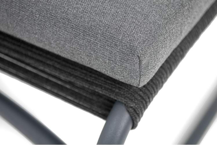 "Ането" пуф плетеный из роупа, каркас алюминий темно-серый (RAL7024) муар, роуп темно-серый круглый-5