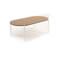 "Диего" журнальный стол из HPL 120х60 H40, каркас белый муар, цвет "дуб"