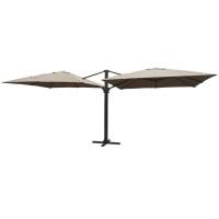 "Фабриано" зонт двухкупольный 3x3м на алюминиевой опоре, тент темно-серый