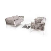 "Касабланка" лаунж-зона плетеная из роупа 4-местная, цвет серо-коричневый