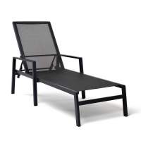 "Парма" шезлонг из алюминия темно-серый (RAL7024) муар, ткань текстилен серая