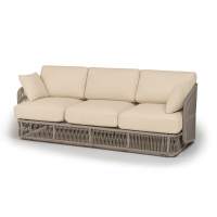 "Альбано" диван 3-местный плетеный из роупа, каркас алюминий светло-серый (RAL7035) муар, роуп серый меланж круглый, ткань Mossle светло-бежевая