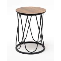 "Перу" журнальный стол из HPL круглый Ø40 H55, каркас из алюминия темно-серый (RAL 7024) муар, цвет столешницы "дуб"