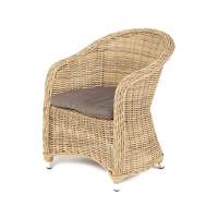  Равенна  плетеное кресло из искусственного ротанга, цвет соломенный с серой подушкой
