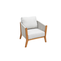 "Сидней" кресло плетеное из роупа, основание тик, каркас алюминий бежевый, роуп бежевый, ткань бежевая