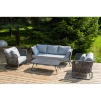 "Багамы" лаунж-зона 5-местная плетеная из роупа (веревки), каркас алюминиевый темно-серый, роуп серый