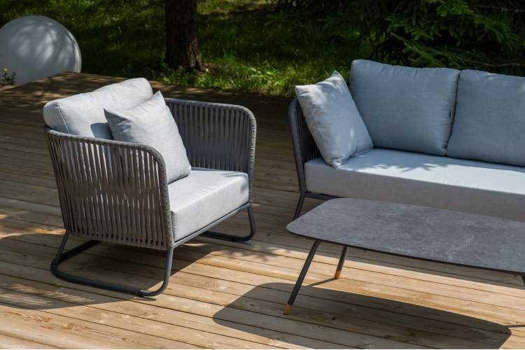 "Багамы" лаунж-зона 5-местная плетеная из роупа (веревки), каркас алюминиевый темно-серый, роуп серый-6