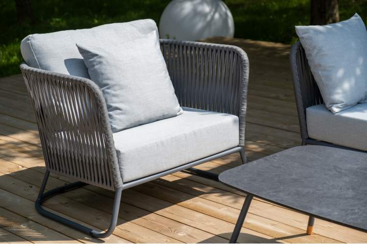 "Багамы" лаунж-зона 5-местная плетеная из роупа (веревки), каркас алюминиевый темно-серый, роуп серый-7