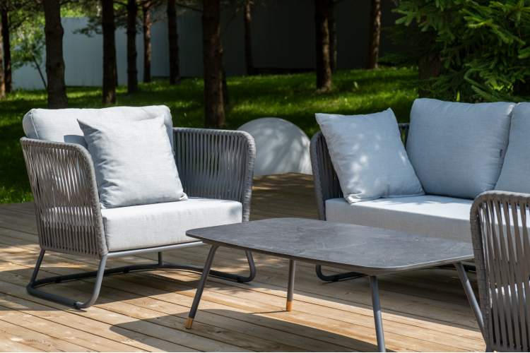 "Багамы" лаунж-зона 5-местная плетеная из роупа (веревки), каркас алюминиевый темно-серый, роуп серый-9