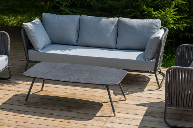 "Багамы" лаунж-зона 5-местная плетеная из роупа (веревки), каркас алюминиевый темно-серый, роуп серый-10