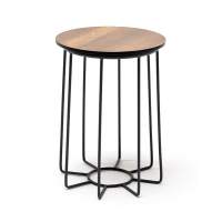 "Эквадор" журнальный стол из HPL круглый Ø40 H55, каркас из алюминия темно-серый (RAL 7024) муар, цвет столешницы "дуб"