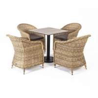 "Каффе" обеденная группа на 4 персоны, стулья соломенные