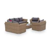 Капучино Дабл  лаунж-зона из искусственного ротанга, цвет соломенный  Капучино Дабл  лаунж-зона из искусственного ротанга, цвет соломенный