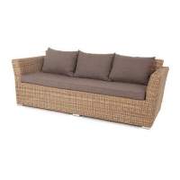  Капучино  диван из искусственного ротанга трехместный, цвет соломенный